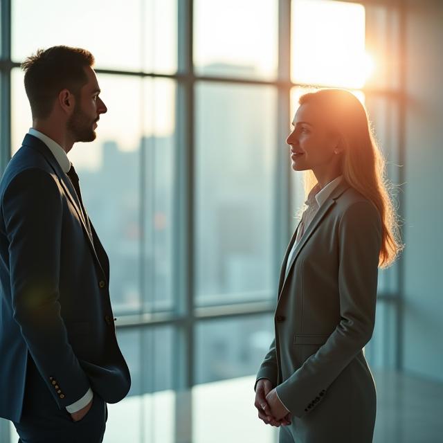 Specialist HR professional conducting a high-level interview in a modern London office